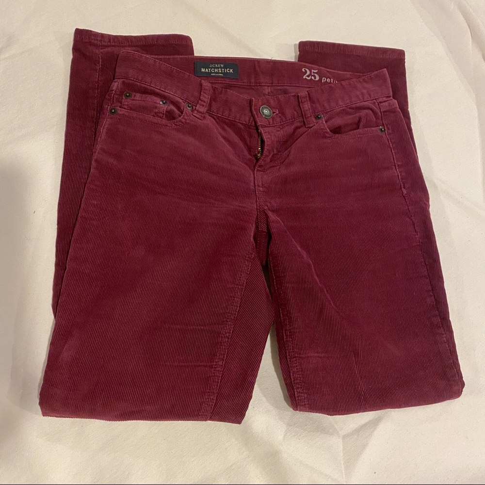 Jcrew Wine/burgundy corduroy pants 25 petite, matchstick